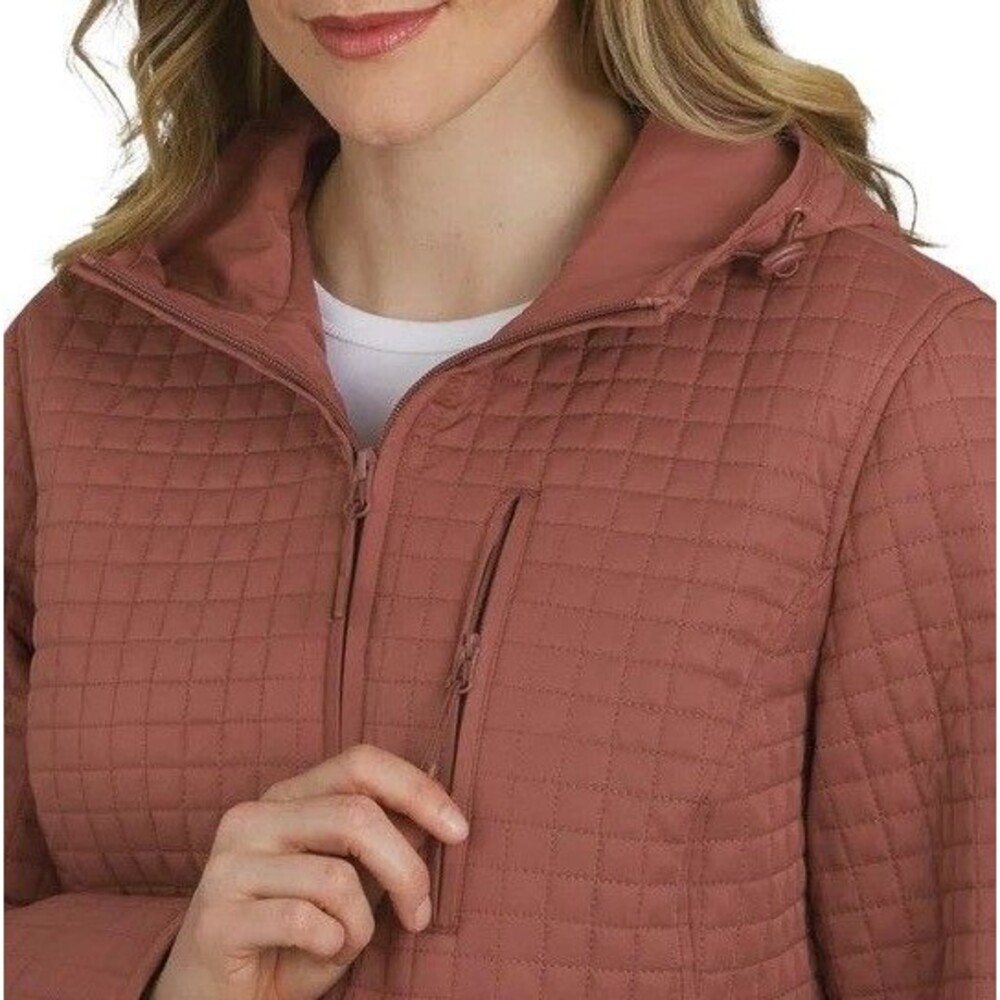 Lands' End Ladies Quilted Jacket Hood Full-Zip Lightweight Red (Canyon) Small - Picture 2 of 4